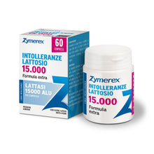 Carica l'immagine nel visualizzatore di Gallery, Zymerex INTOLLERANZE LATTOSIO 15.000 | 60 compresse | Digestione | Lattasi 15000 ALU | Enzima Lattasi PURO | Confezione 
