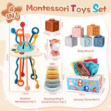 Carica l&#39;immagine nel visualizzatore di Gallery, Giochi Montessori 6 Mesi -3 Anni, 4 in 1 Giochi Bambini 1 Anno, Giochi Neonato 6-9 mesi, Sensoriali Giochi Montessori 6-12 Mesi, Giocattolo Impilabile, Giochi Natale Compleanno per Bambini