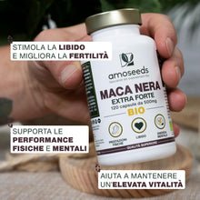 Carica l'immagine nel visualizzatore di Gallery, Maca Peruviana Nera BIO | 10 000mg di Estratto/giorno | 120 capsule