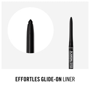 Rimmel London ScandalEyes Exaggerate Eye Definer, Matita Occhi Automatica Waterproof a Lunga Durata dal Colore Intenso e Tratto Ultra Preciso, 001 Intense Black - 0.35g
