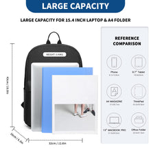 Carica l&#39;immagine nel visualizzatore di Gallery, KONO Zaino casual, zaino scuola leggero 15,4 pollici Laptop Bag per viaggi lavoro scuola affari sport (Nero)