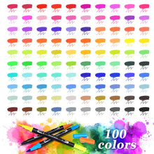 Carica l'immagine nel visualizzatore di Gallery, Hymarvo Brush Pen Lettering 100 colori, Pennarelli Doppia Punta Fine e Grossa Pennello, Bambini Adulto Penne da Colorare ad Acquerello Bullet Journal, Libri da Colorare, Mandala