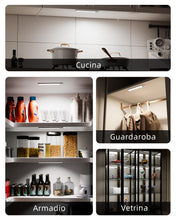 Carica l'immagine nel visualizzatore di Gallery, EZVALO lluminazione Per Armadietto 23cm (5 pezzi) Con Telecomando &amp; Rilevatore Di Movimento, 1600mAh USB Cucina LED, 570