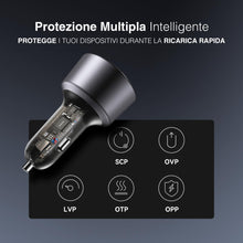 Carica l'immagine nel visualizzatore di Gallery, PORTENTUM Caricatore Auto Triplo e Simultaneo 200W – Include Cavo da 100W USB-C – Carica Batteria per Auto Cellulare – 2