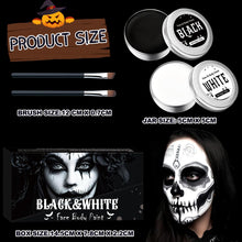 Carica l&#39;immagine nel visualizzatore di Gallery, Halloween Trucco Bianco e Nero, 50g x 2Pezzi Pittura del Viso Corpo, Trucca Bimbi Viso, Truccabimbi, Impermeabile e di Lunga Durata, Adatto per il Trucco Teatrale, Halloween, Carnevale