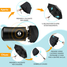 Carica l'immagine nel visualizzatore di Gallery, TechRise Ombrello Pieghevole, Ombrello Portatile Automatico Antivento Compatto Resistente Leggero con 8 Stecche Rinforza