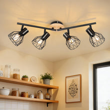 Carica l'immagine nel visualizzatore di Gallery, Dehobo E14 Faretti da Soffitto 4 Luci, Legno Orientabili Faretti Soffitto
