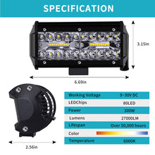 Carica l&#39;immagine nel visualizzatore di Gallery, Faro di Profondità da Lavoro Led, 7’’ Cree Barra LED Fuoristrada da 300W 27,000lm Impermeabile IP67 , per Moto Auto ATV SUV Trattore, 6500K, (2 PCS)…
