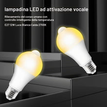 Carica l'immagine nel visualizzatore di Gallery, 5 lampadine LED E27 con sensore di movimento, lampadina LED con sensore di movimento PIR lampada 12W bianco caldo 2700K 