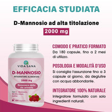 Carica l'immagine nel visualizzatore di Gallery, D-Mannosio Puro 2200 mg con Mirtillo Rosso – 180 Capsule | Integratore Donna e uomo per Vie Urinarie e Cistite | Support