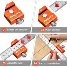 Carica l'immagine nel visualizzatore di Gallery, Righello Falegname, Preciva Carpentiere Posizionamento, Steel Ruler, Righellidi Misurazione Dell'angolo, Righello di Mis