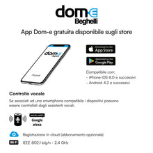 Carica l'immagine nel visualizzatore di Gallery, Beghelli Videocamera di Sorveglianza Mini Plus Dom-e Smart Wi-Fi Full HD 3MP con Visione Notturna, Audio a Due Vie, Rile