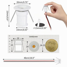 Carica l'immagine nel visualizzatore di Gallery, Mini Faretti Led Da Incasso 12V 1W IP65 9Pz Bianco Fredda 6000K 120°