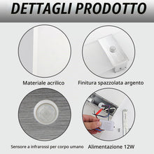 Carica l'immagine nel visualizzatore di Gallery, Applique da Interno con Sensore di Movimento LED 12W Bianco Freddo 6500K