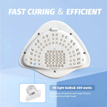 Carica l'immagine nel visualizzatore di Gallery, Lampada UV LED professionale da 500 W con 90 LED - Sensore intelligente e 4 timer per un'asciugatura rapida dello smalto gel - Asciugatore per unghie di qualità professionale per uso domestico