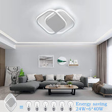 Carica l'immagine nel visualizzatore di Gallery, Lampadario LED Soffitto, 24W 2520LM Plafoniera Moderna Quadrata Bianca in Acrilico, per Soggiorno, Cucina, Bagno, Luce b