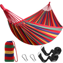Carica l'immagine nel visualizzatore di Gallery, Anyoo Amaca da Giardino in Cotone Tessuto Comodo con Cinghie Rispettose degli Alberi per Appendere, Durevole Amaca Portatile con Borsa da Viaggio per Campeggio, Esterno/Interno, Balcone, Patio
