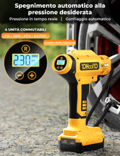 Carica l'immagine nel visualizzatore di Gallery, YOHOOLYO Compressore Aria Portatile per Pneumatici 150PSI Manometro Digitale LCD, luci a LED, Adatta per Auto,Biciclette, Moto e Palloncini