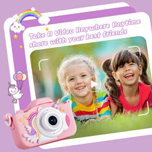 Carica l'immagine nel visualizzatore di Gallery, Macchina Fotografica Bambini, 48MP Digitale Fotocamera Bambini con Scheda 32 GB, Regali Gioco Natale &amp; Compleanno per Bambino Bambina 3 4 5 6 7 8 9 10 Anni, Cappuccio di Unicornio (Rosa)
