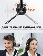 Carica l'immagine nel visualizzatore di Gallery, TECKNET Auricolare Bluetooth &amp; Dongle USB, cuffie wireless ad orecchio con microfono a cancellazione di rumore, auricola