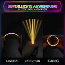 Carica l'immagine nel visualizzatore di Gallery, Kangtaixin Braccialetti luminosi fluorescenti - bracciali luminosi Bambini - 100 Bagliore Colorato Bastoni Bulk con 100 Connettori per Party, Feste Carnevale