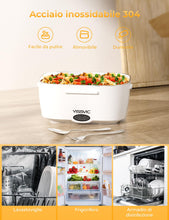 Carica l&#39;immagine nel visualizzatore di Gallery, Scaldavivande Elettrico Portatile in Acciaio Inox (220V &amp; 12V) Portatile 1,5L con Forchetta e Cucchiaio per Auto/Ufficio/Casa