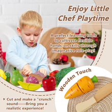 Carica l'immagine nel visualizzatore di Gallery, HERSITY Frutta e Verdura Giocattolo Legno Set di Cibo, Gioco Cucina Bambina