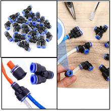 Carica l'immagine nel visualizzatore di Gallery, 40 pezzi di fissaggio rapido Air Push da 6 mm, connettori pneumatici, splitter/angoli/raccordi a T, kit per tubi dell'ar