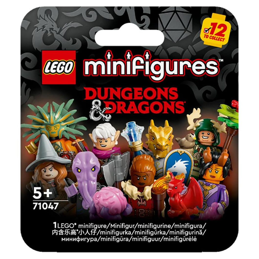 LEGO Minifigures Dungeons & Dragons, Scatola con 1 di 12 Personaggi a Caso, DND Miniature da Collezione Inclusi Bardo Elfo, Druido Halfling e Barbara Nana, Giochi per Bambini e Bambine da 5 Anni 71047