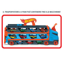 Carica l'immagine nel visualizzatore di Gallery, Hot Wheels - Camion Trasportatore 2 in 1, Trasportatore e Pista con 3 Auto in Scala 1:64 per Bambini da 4 a 8 Anni, HGH33, Imballaggio Sostenibile