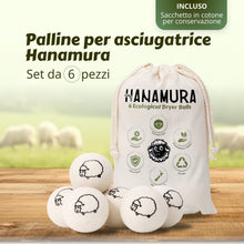 Carica l'immagine nel visualizzatore di Gallery, Hanamura XXL Palline per Asciugatrice - Set da 6-100% Lana Neozelandese