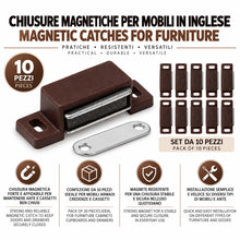 Carica l'immagine nel visualizzatore di Gallery, IPEA 10x Chiusure Magnetiche per Mobili, Porte, Armadi, Cassetti – 10 PEZZI – Marrone – Chiusura Magnetica con Calamita 