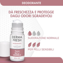 Carica l'immagine nel visualizzatore di Gallery, Dermafresh Deodorante Roll-On 24h Pelle Sensibile Antimacchia 50 mL