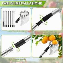 Carica l'immagine nel visualizzatore di Gallery, 2.8M Raccogli Frutta Telescopico, Raccoglitore di Mele, Attrezzo Raccogli Frutta in Acciaio Inox, Raccoglifrutta Regolab