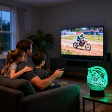 Carica l'immagine nel visualizzatore di Gallery, Lampada Notturna 3D Motocross Casco, Lampada Moto Illusione Ottica LED 7 Colori Tattile, USB e Batteria, Decorazione per