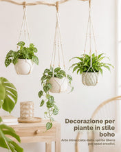 Carica l'immagine nel visualizzatore di Gallery, Bamworld Portavasi Sospeso Macrame per Piante da Interno 85 cm, Cesto Appendibile con Perline Legno, Senza Nappe Decoraz
