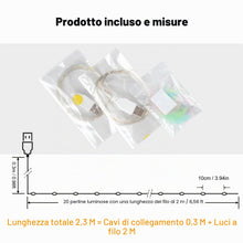 Carica l'immagine nel visualizzatore di Gallery, 2 x luce stringa LED, 20 x LED 2M / 6.6Ft esterno/interno alimentatore USB impermeabile per camera da letto, cortile, ma