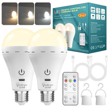 Carica l'immagine nel visualizzatore di Gallery, Lampadine LED Ricaricabili con Telecomando, E27 3 Temperature di Colore Dimmerabile Lampadine Ricaricabili Senza Filo co