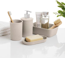 Carica l'immagine nel visualizzatore di Gallery, TATAY Set di 4pcs da Appoggio per Bagno (Bicchiere, Dispenser di Sapone