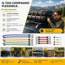 Carica l'immagine nel visualizzatore di Gallery, Set di 10 espansori multiuso con ganci e tendicinghie extra forti per campeggio, auto e bicicletta, cinghie di tensione 