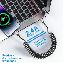 Carica l'immagine nel visualizzatore di Gallery, Acecene Cavo a spirale da USB C a Lightning [2 pezzi], MFi Certified Carplay cavo di ricarica iPhone corto, 2.4A USB C a