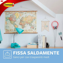 Carica l'immagine nel visualizzatore di Gallery, Command Ganci Medi Trasparenti Adesivi, 2 Ganci e 4 Strisce - Accessori Salvaspazio senza Forare il muro, Tenuta: 900g