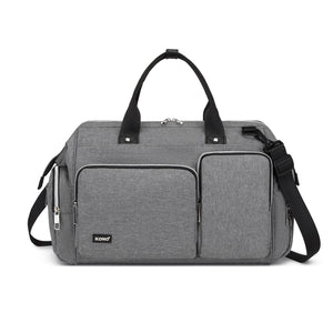 KONO Borsa per pannolini per mamma e papà, grande borsa da viaggio con fasciatoio, grigio., Rétro