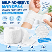 Carica l'immagine nel visualizzatore di Gallery, 14 Rotoli Benda Elastica Bendaggio Nastro Autoadesivo Salvapelle Sportivo per Mani Piedi Ginocchia Braccia 5cm x 4.5m