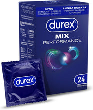 Carica l'immagine nel visualizzatore di Gallery, Durex Mix Performance, Preservativi Durex Lunga Durata e Sync, Preservativi Ritardanti per Lui e con Rilievi e Nervature per Lei, 24 Profilattici