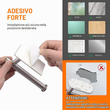 Carica l'immagine nel visualizzatore di Gallery, Ibergrif Porta carta igienica adesivo in acciaio inox