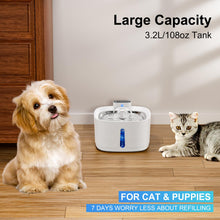 Carica l'immagine nel visualizzatore di Gallery, Fontanella per Gatti senza Fili, 3.2L 4000mAh Fontanella Gatto con Sensore di Movimento, 3 Modalità di Funzionamento Fontanella Gatti, Ultra Silenziosa Fontana per Gatti Ricaricabile - Bianco