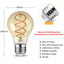 Carica l'immagine nel visualizzatore di Gallery, YindaLux Lampadine LED E27 Luce Calda 2200K, Lampadina 4W Equivalenti a 40W, Lampadina Vintage Edison LED Filamento, Ris