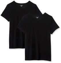 Carica l'immagine nel visualizzatore di Gallery, Amazon Essentials T-shirt a Maniche Corte con Vestibilità Classica (Opzioni Girocollo e Scollo a V) Donna , Pack of 2, Nero, M