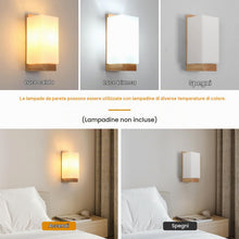 Carica l'immagine nel visualizzatore di Gallery, E27 Applique da Parete Legno con Paralume Retangolo in Vetro